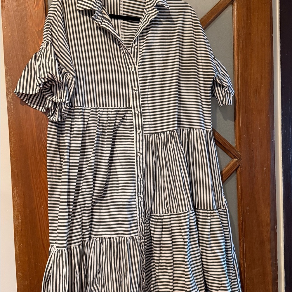 Bohemian Traders Black and White Striped Women's Dress
